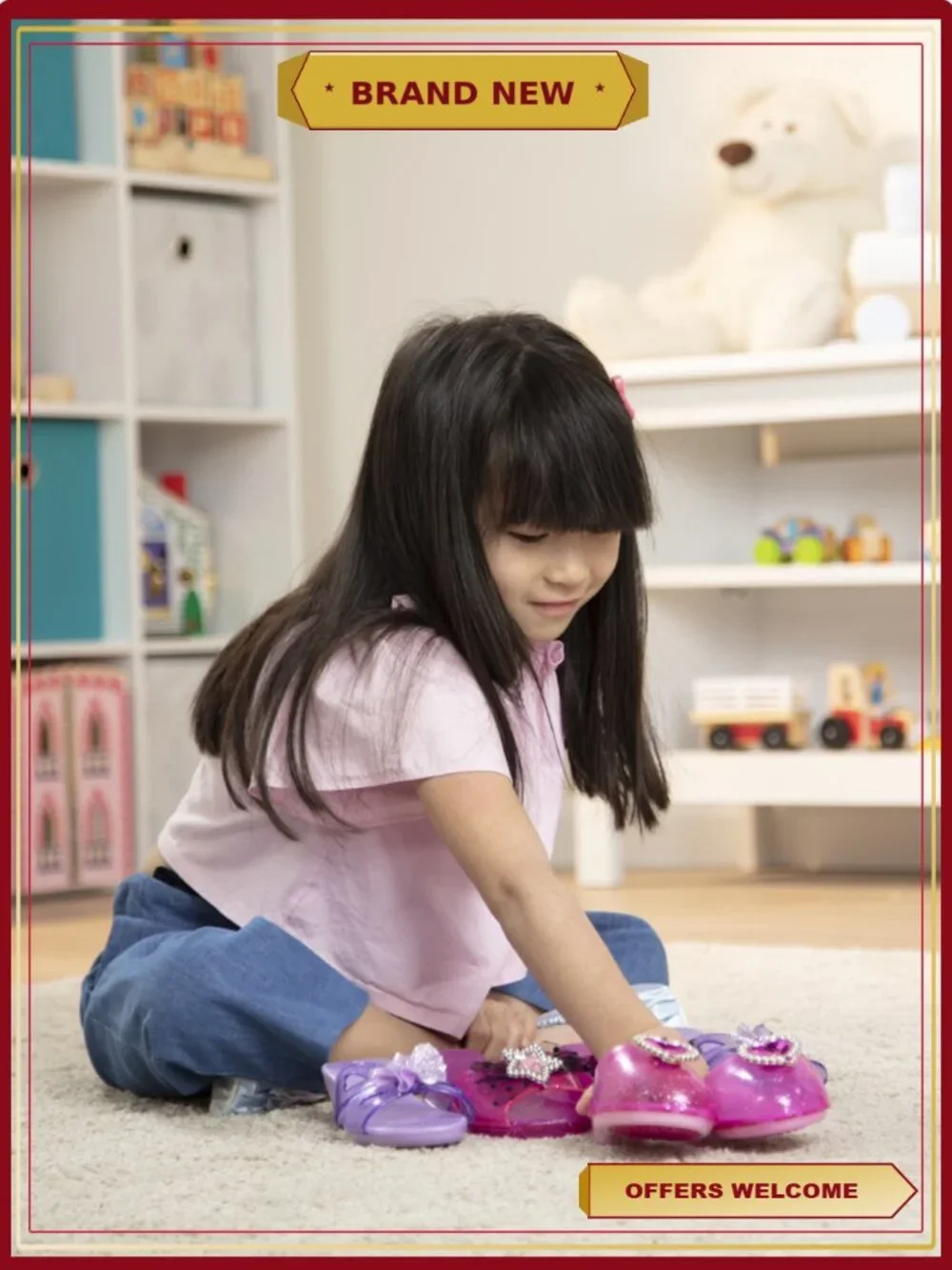 Melissa & Doug Dress-Up Shoes Set 4 Pairs Role Play Costume Accessories